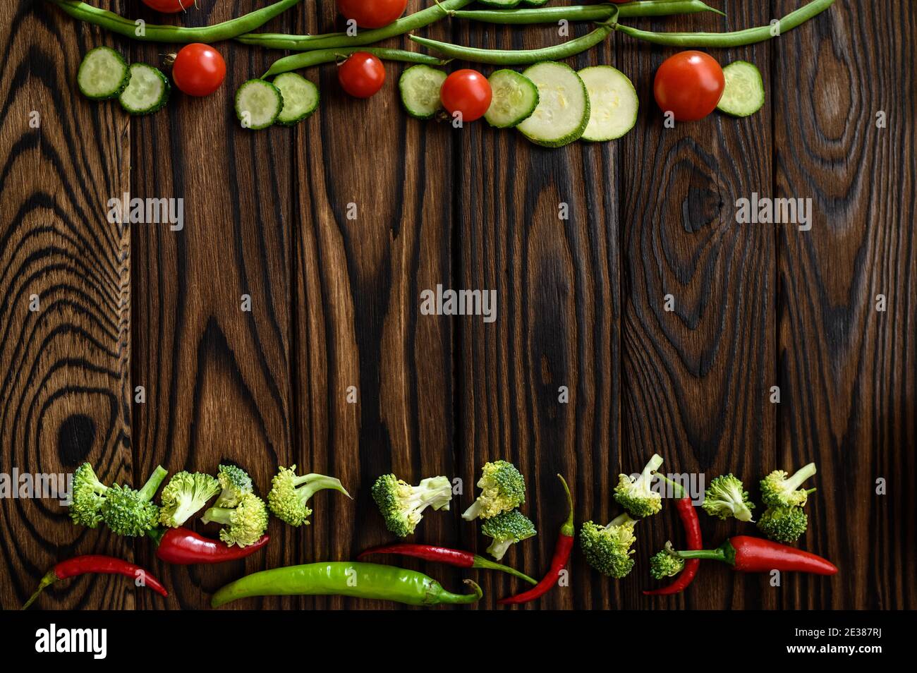 Fresh vegetable decoration on wooden background Stock Photo Alamy
