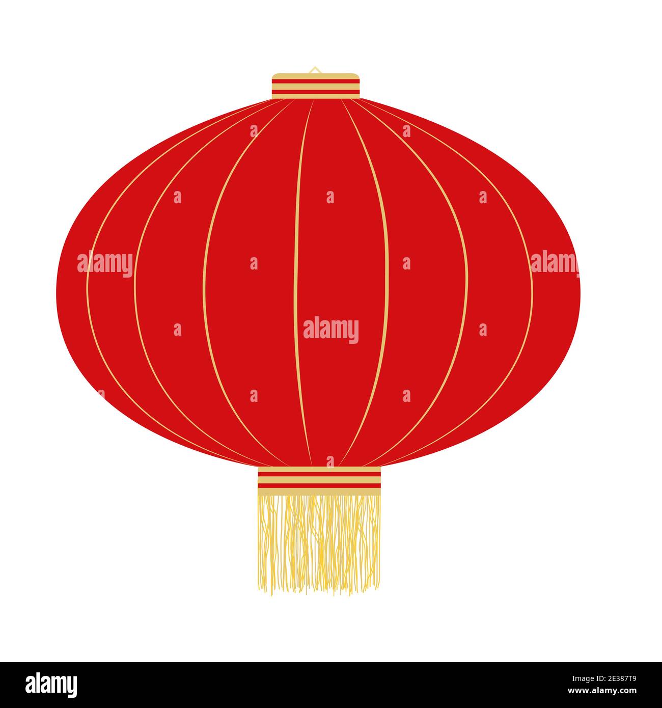Flat red hanging Chinese lantern isolated on white background. Design element for Chinese New Year celebration Stock Vector