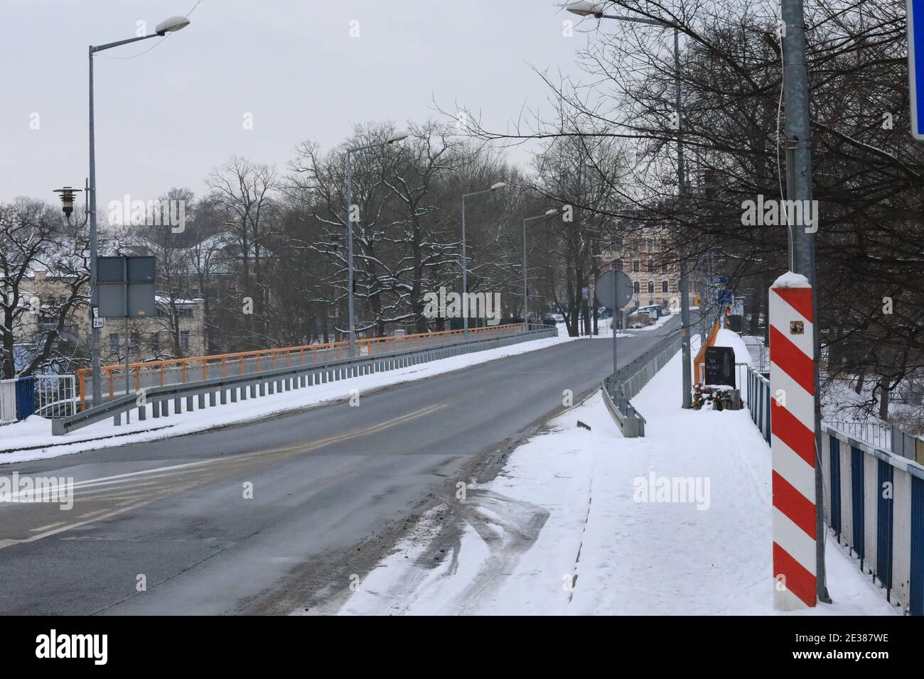 der Grenzübergang Görlitz Zgorzelec, einen Tag  vor der Corona Testpflicht für Pendler, am 17.01.2021 Stock Photo