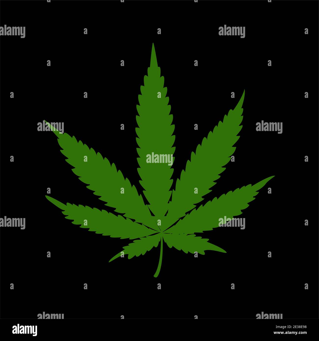 Green marijuana leaf icon on black background. Design element. Vector illustration. Stock Vector