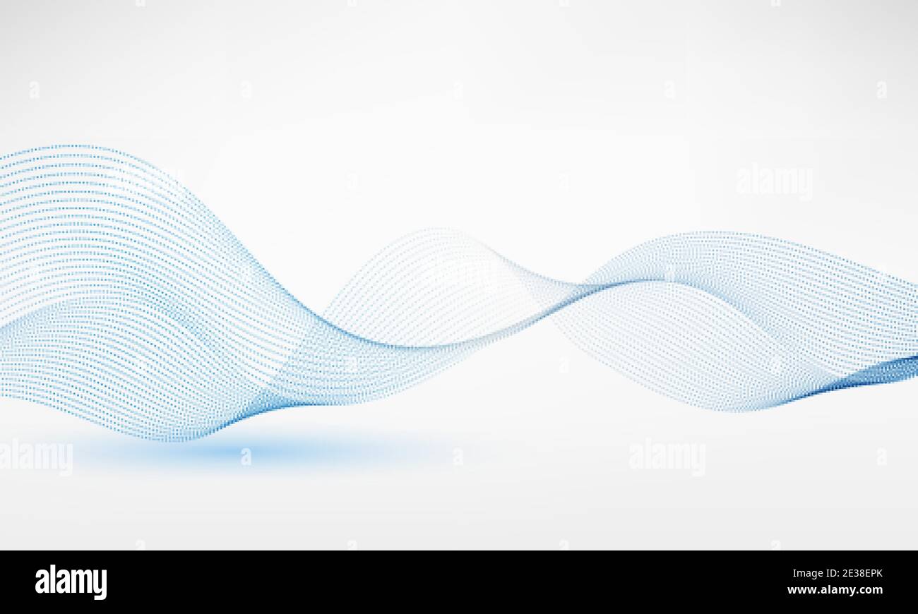 Abstract blue wave background, digital flowing particles .Cyber or ...