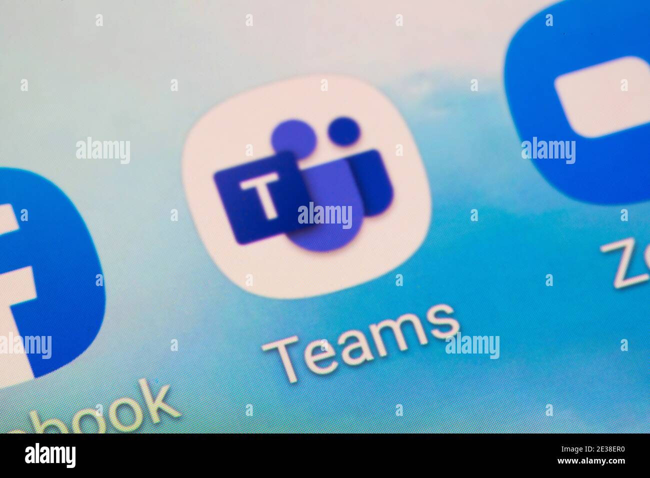 A closeup of the Microsoft Teams app logo on a smartphone. Microsoft Teams is a proprietary business communication platform developed by Microsoft Stock Photo