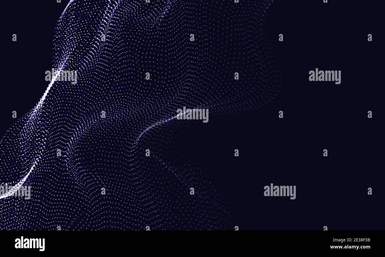Abstract wave background, digital flowing particles .Cyber or ...