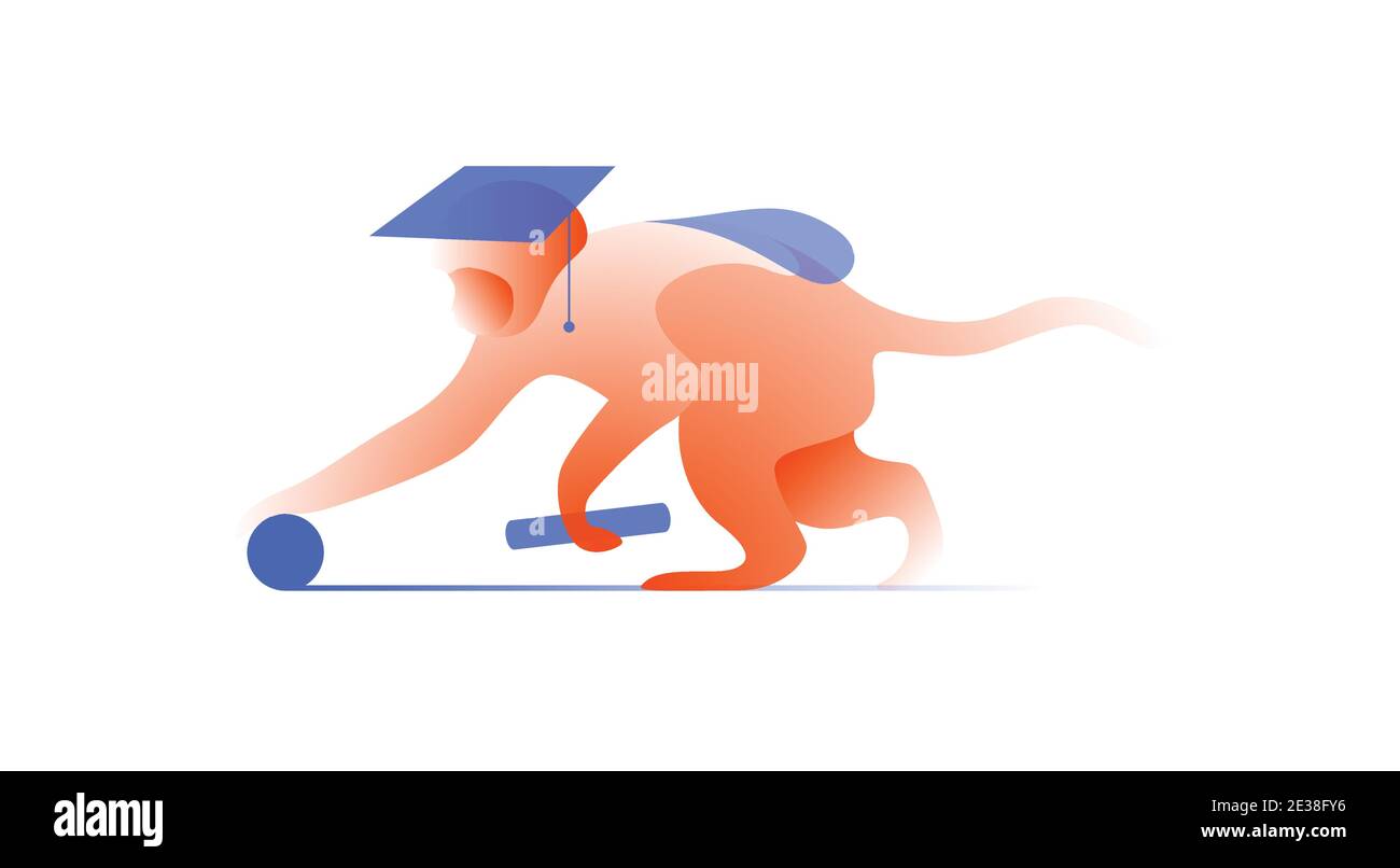 Vector monkey in gradient style. Digital art Stock Vector