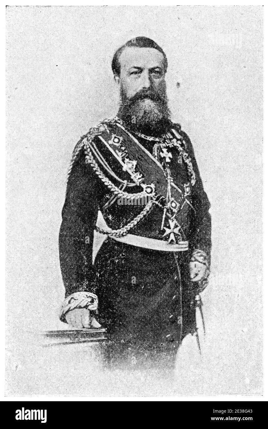 Portrait of Frederick I - the sovereign Grand Duke of Baden. Illustration of the 19th century. Germany. White background. Stock Photo