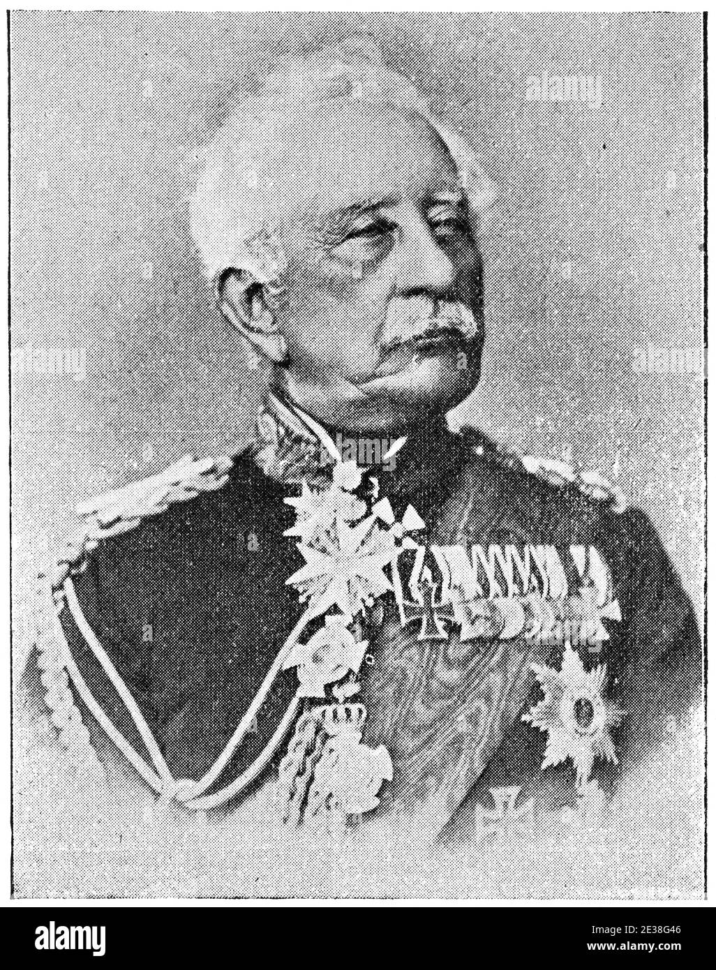 Portrait of Karl Friedrich von Steinmetz - a Prussian Generalfeldmarschall. Illustration of the 19th century. Germany. White background. Stock Photo