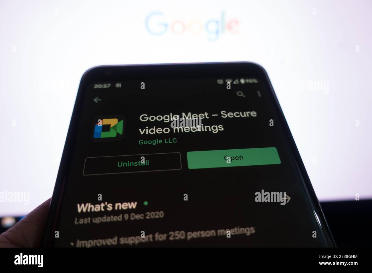 Google meet video conference app Stock Photo