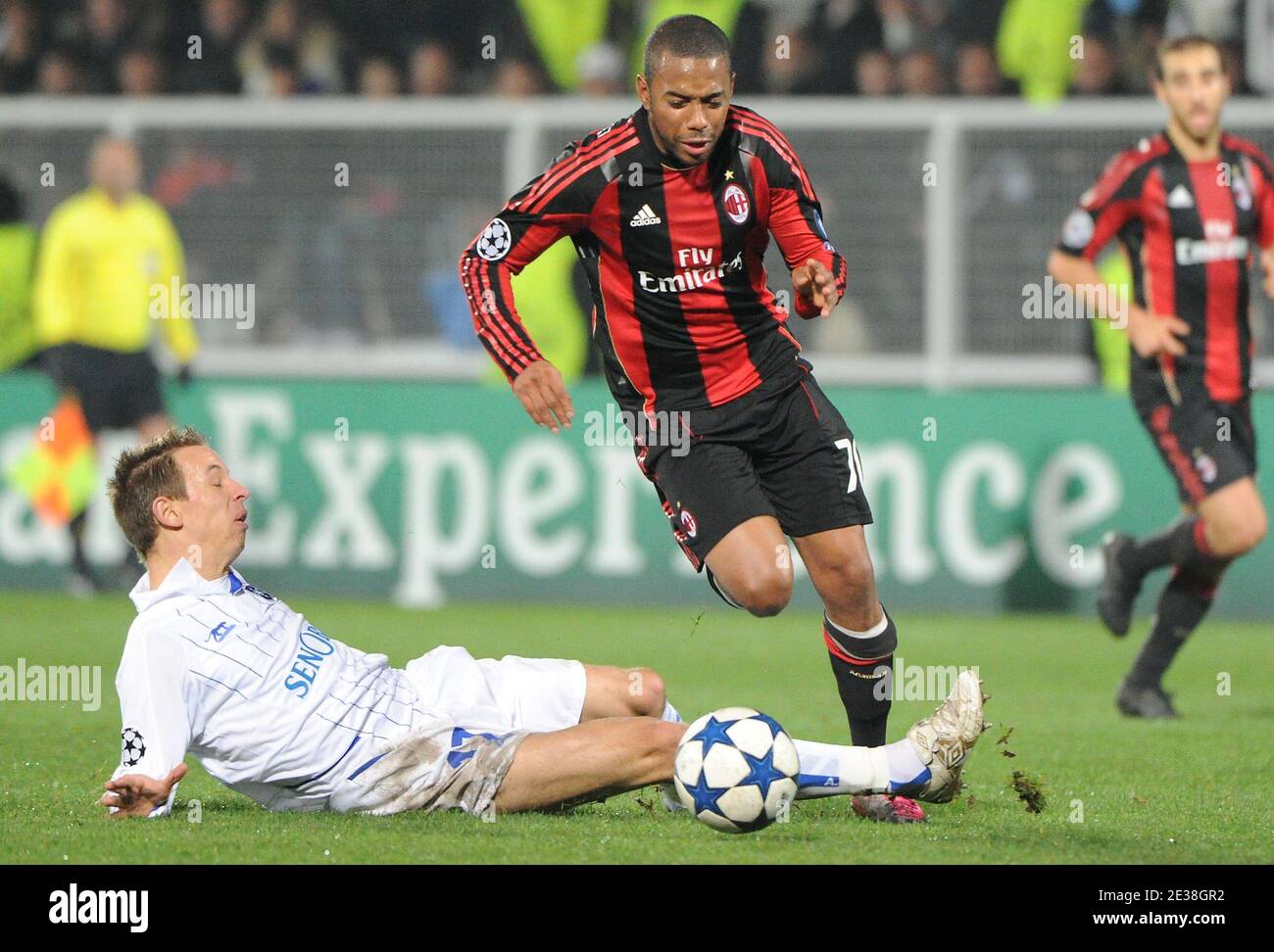 Milan AC's Robinho during the UEFA Champions League soccer match, Group G,  AJ Auxerre vs AC Milan at L'Abbe Deschamps stadiumin in Auxerre, France on  November 23, 2010. AC Milan won 2-0.