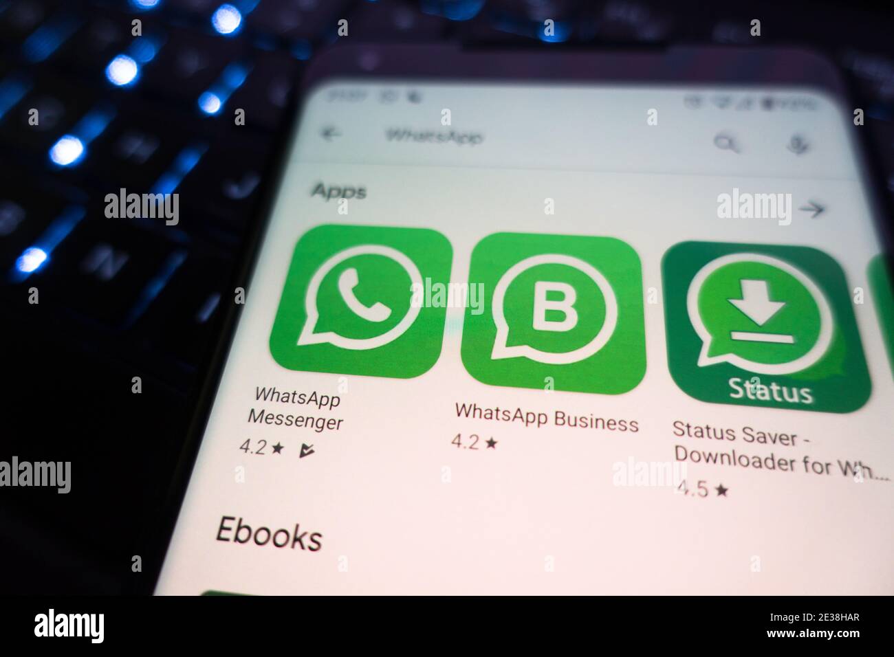 Whatsapp personal and Business app on Android playstore Stock Photo
