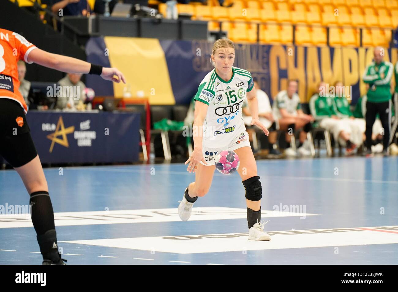 Odense, Denmark. 17th Jan, 2021. Stine Bredal Oftedal (15) of Gyori Audi ETO KC seen in the DELO EHF Champions League match between Odense Handball and Gyori Audi ETO KC at Sydbank Arena in Odense. (Photo Credit: Gonzales Photo/Alamy Live News Stock Photo