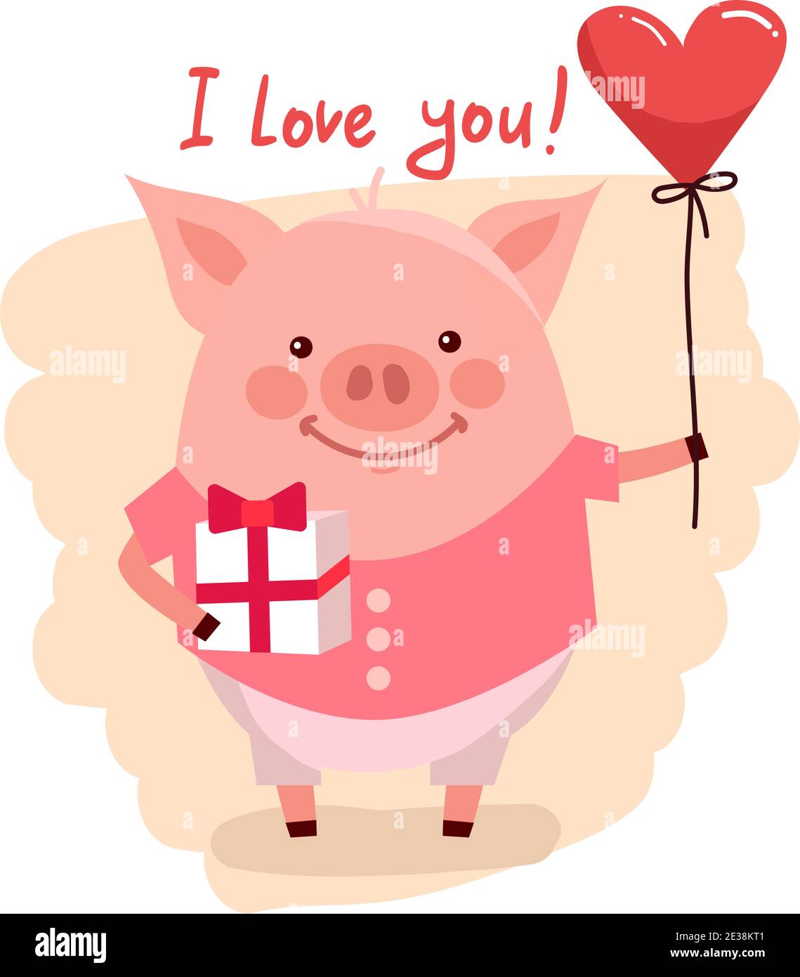 Vector illustration of cute cartoon pig with pink large heart and text i love you. Symbol of the new year 2019 for web, site, greeting card, valentine Stock Vector Image & Art - Vector illustration of cute cartoon pig with pink large heart and text i love you. Symbol of the new year 2019 for web, site, greeting card, valentine Stock Vector Image & Art -