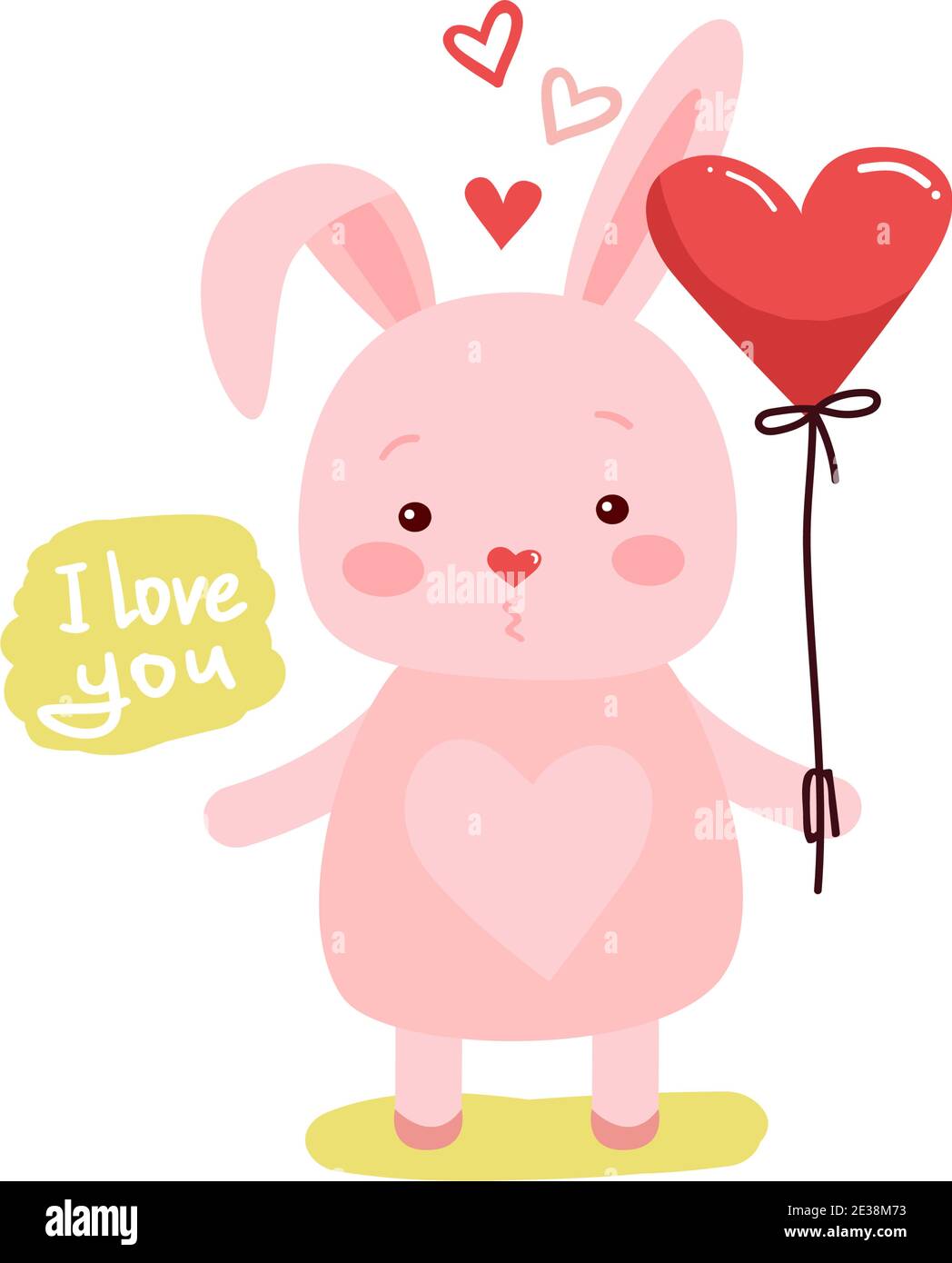 We Love You Rabbit Cute cartoon lovely rabbit with pink large heart and text i love you ...