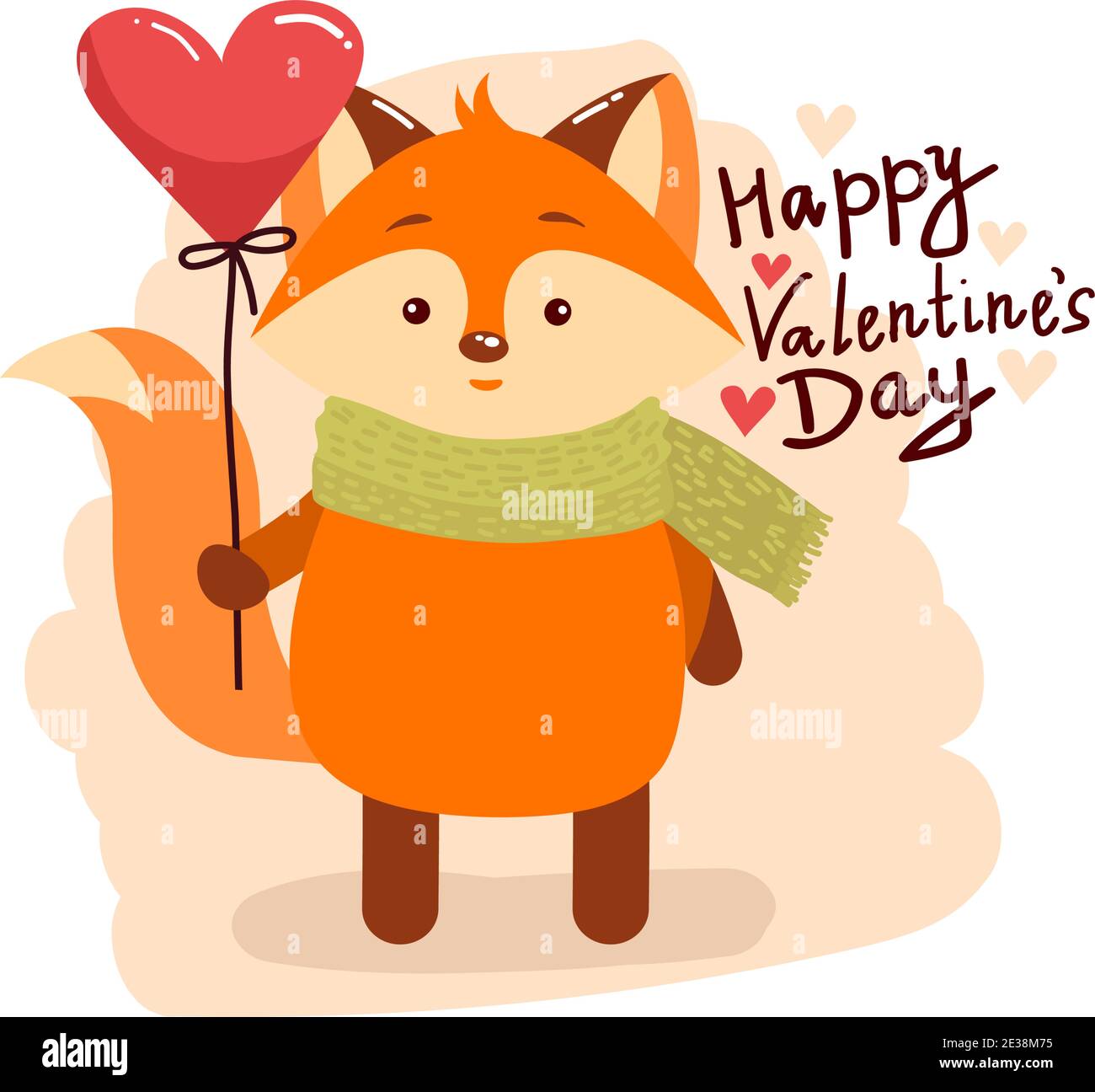 Cute cartoon lovely red fox with pink large heart and text happy valentines  day. Vector illustration for web, site, greeting card, valentines day post  Stock Vector Image & Art - Alamy