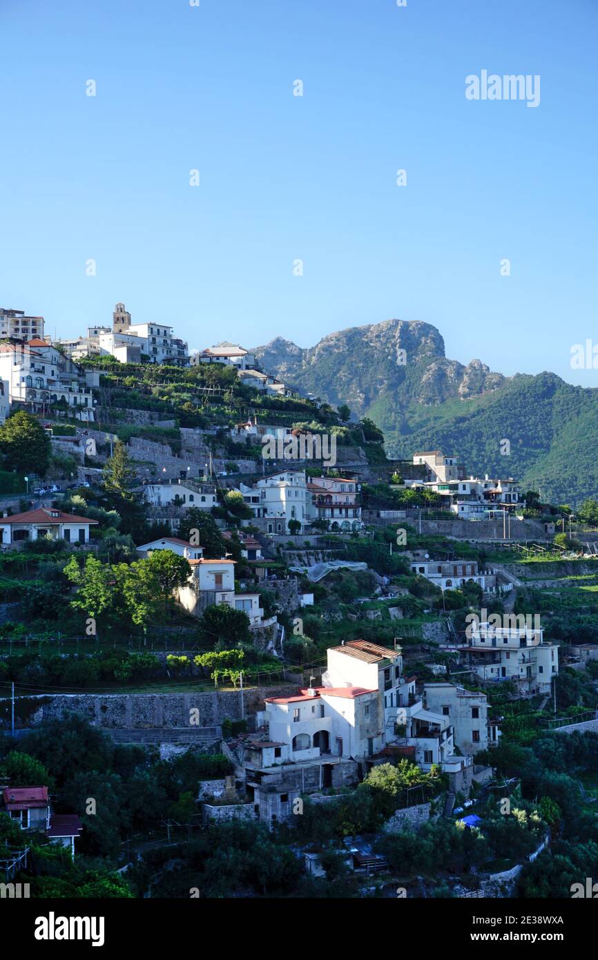 The italian village Ravello, backed by mountains, Amalfi Coast, Campania, Italy, Europe Stock Photo
