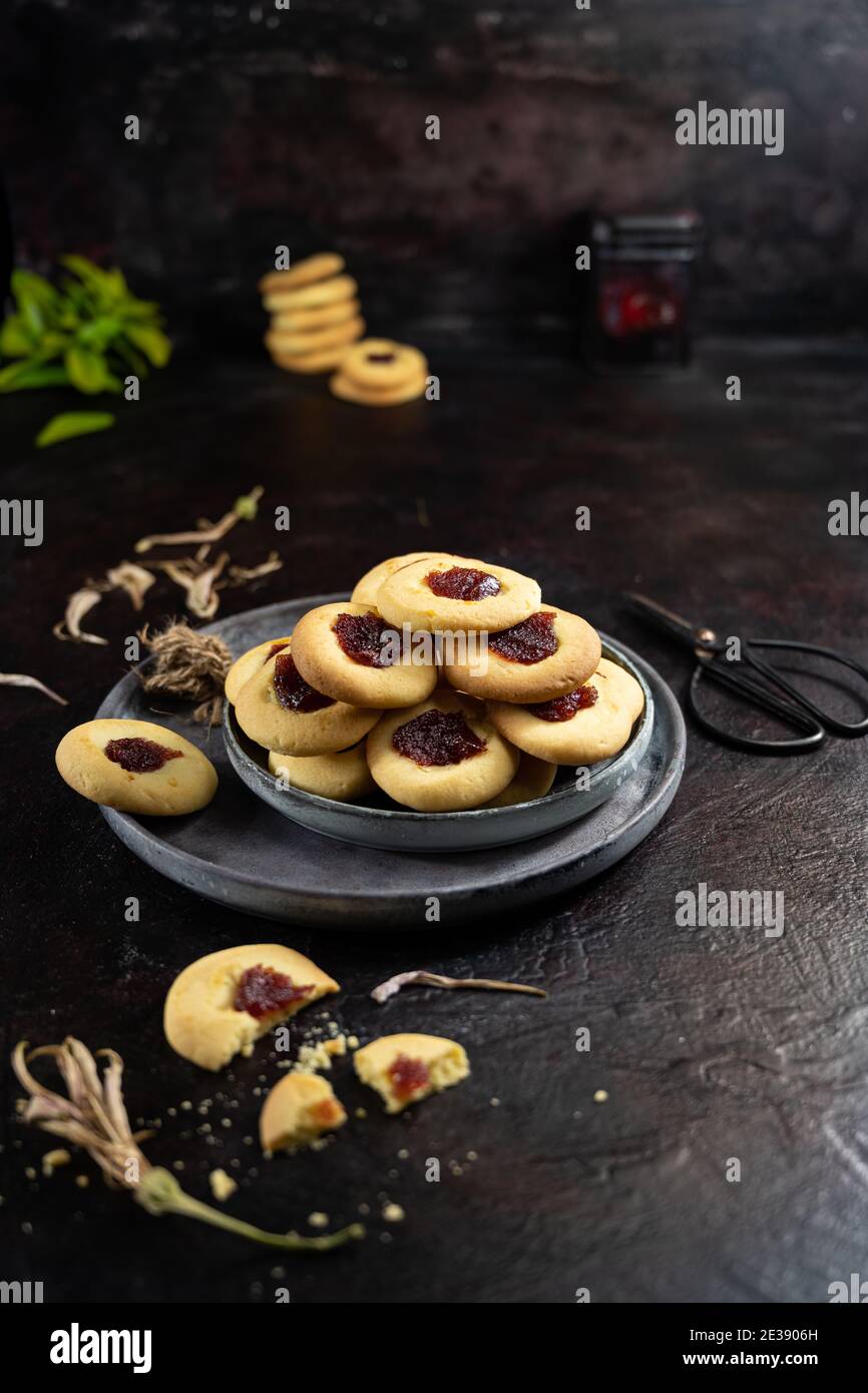Delicious sweet cookie.Healthy food and drink. Stock Photo