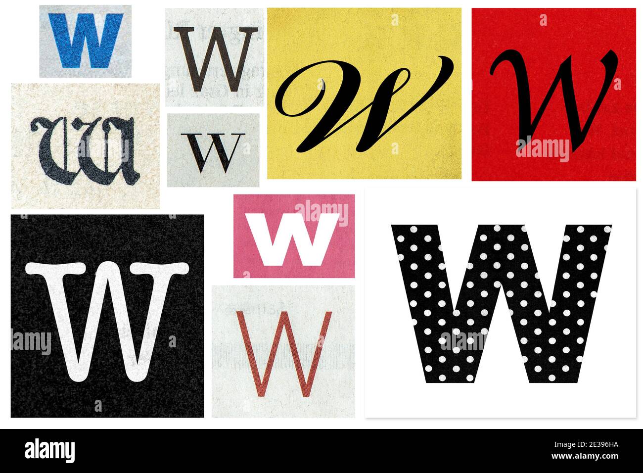Paper Cut Letter W Old Newspaper Magazine Cutouts On White Background Stock Photo Alamy