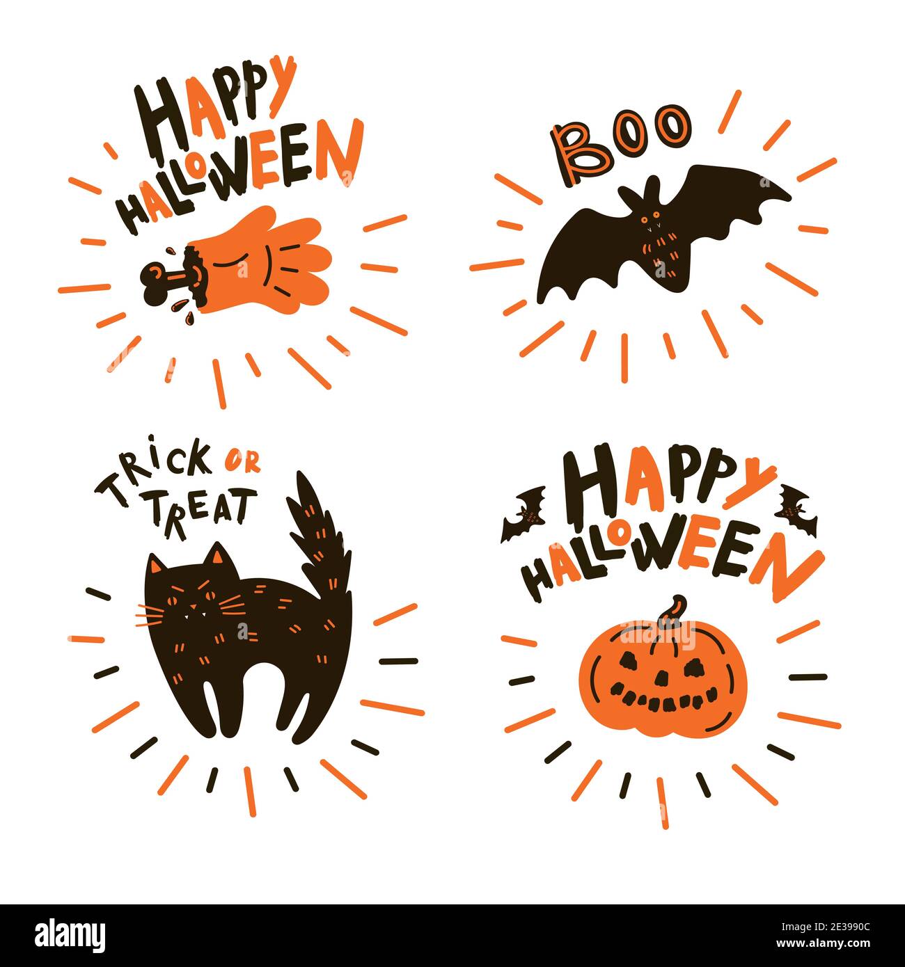 Collection of halloween icon and character. Stock Vector