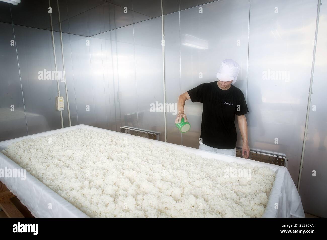 Koji rice is made by inoculating steamed rice with koji kin