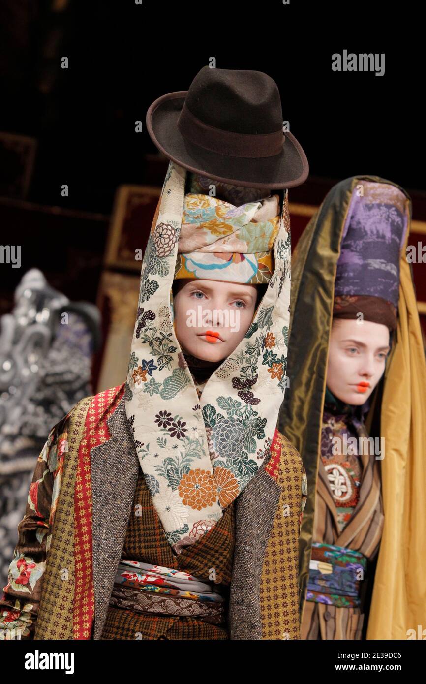 A model displays a creation by Antonio Marras for Kenzo Spring