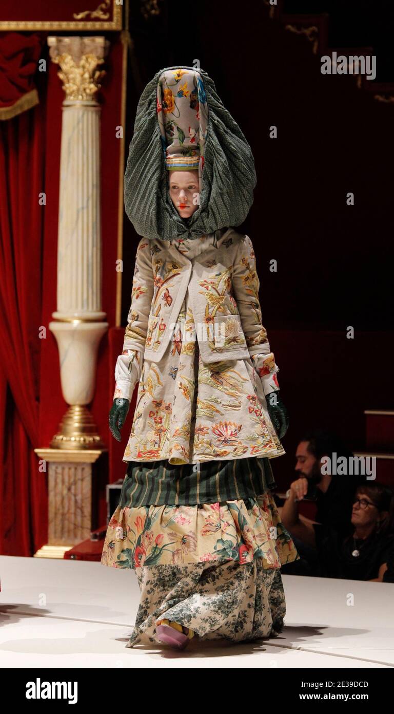 A model displays a creation by Antonio Marras for Kenzo Spring