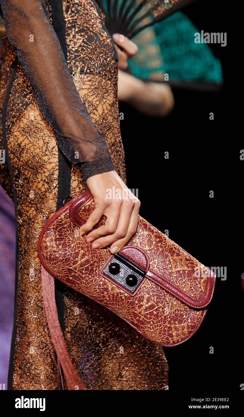 A model holds a handbag designed by Marc Jacobs for Louis