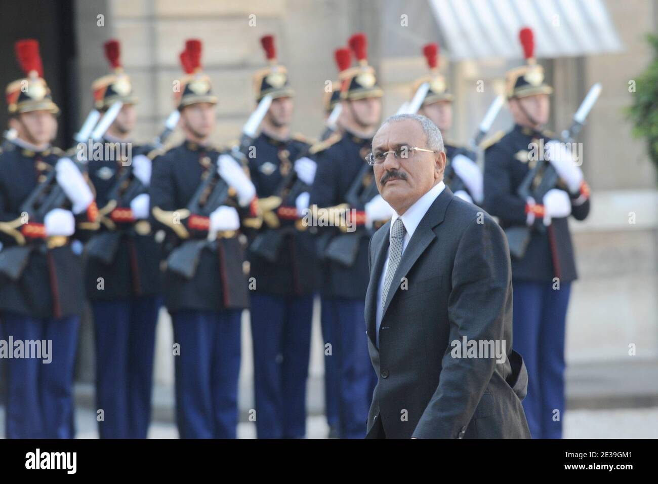 Yemen President, Ali Abdullah Saleh arrives at Elysee Palace to a meeting in Paris, France on October 12, 2010. Photo by Ammar Abd Rabbo/ABACAPRESS.COM Stock Photo