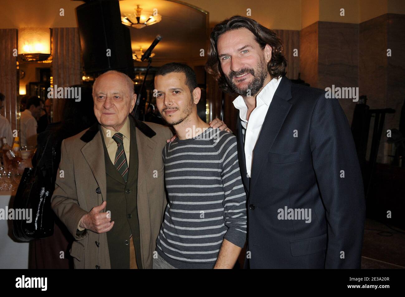 Pierre Berger, Abdellah Taia and Frederic Beigbeder attending the Flore literary prize 2010 at the 'Cafe de Flore' in Paris, France on November 4, 2010. Photo by Nicolas Briquet/ABACAPRESS.COM Stock Photo