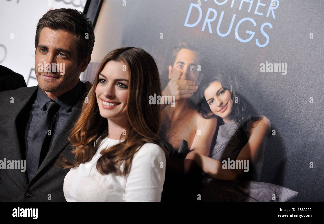 'Cast members Jake Gyllenhaal and Anne Hathaway attend the screening of ''Love & Other Drugs'' at the AFI FEST 2010. Los Angeles, California, November 4, 2010. Photo by Lionel Hahn/ABACAPRESS.COM' Stock Photo