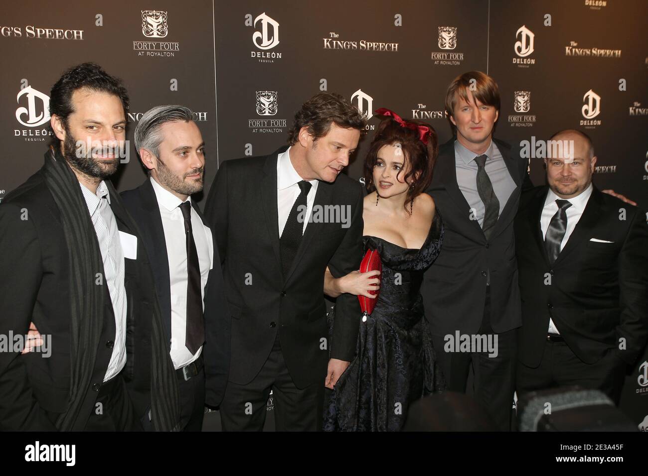 (L-R) Producer Emile Sherman, producer Iain Canning, actor Colin Firth, actress Helena Bonham Carter, director Tom Hooper and producer Gareth Unwin arriving for the premiere of 'The King's Speech' presented by The Weinstein Company, DeLeon, and AOL at Ziegfeld Theatre in New York City, NY, USA on November 8, 2010. Photo by Charles Guerin/ABACAPRESS.COM Stock Photo