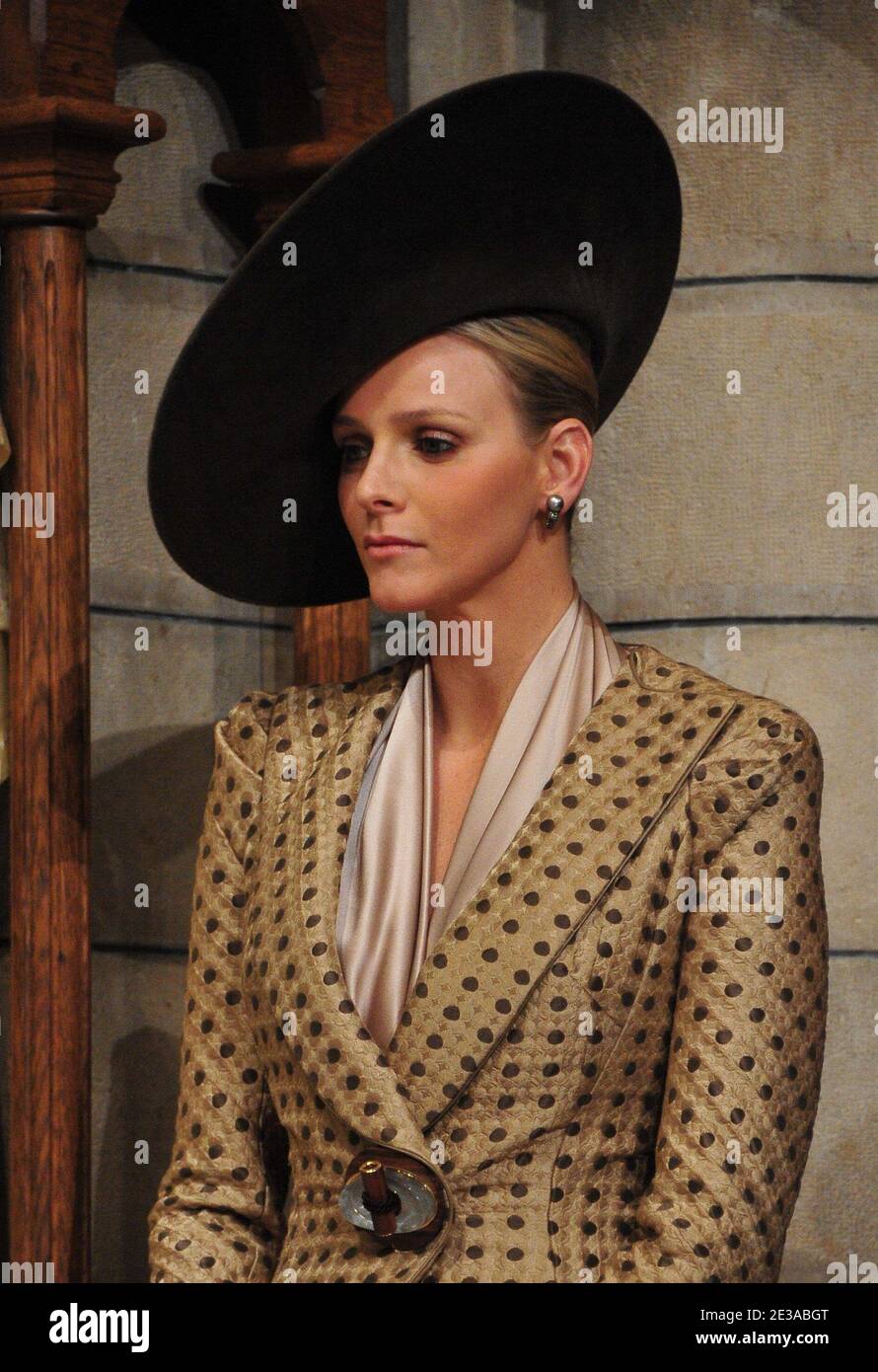 Charlene Wittstock (wearing Armani Prive Fall-Winter 2010/2011) attending mass in the cathedral as part of the National Day's celebrations in Monaco on November 19, 2010. Photo by Frederic Nebinger/ABACAPRESS.COM Stock Photo