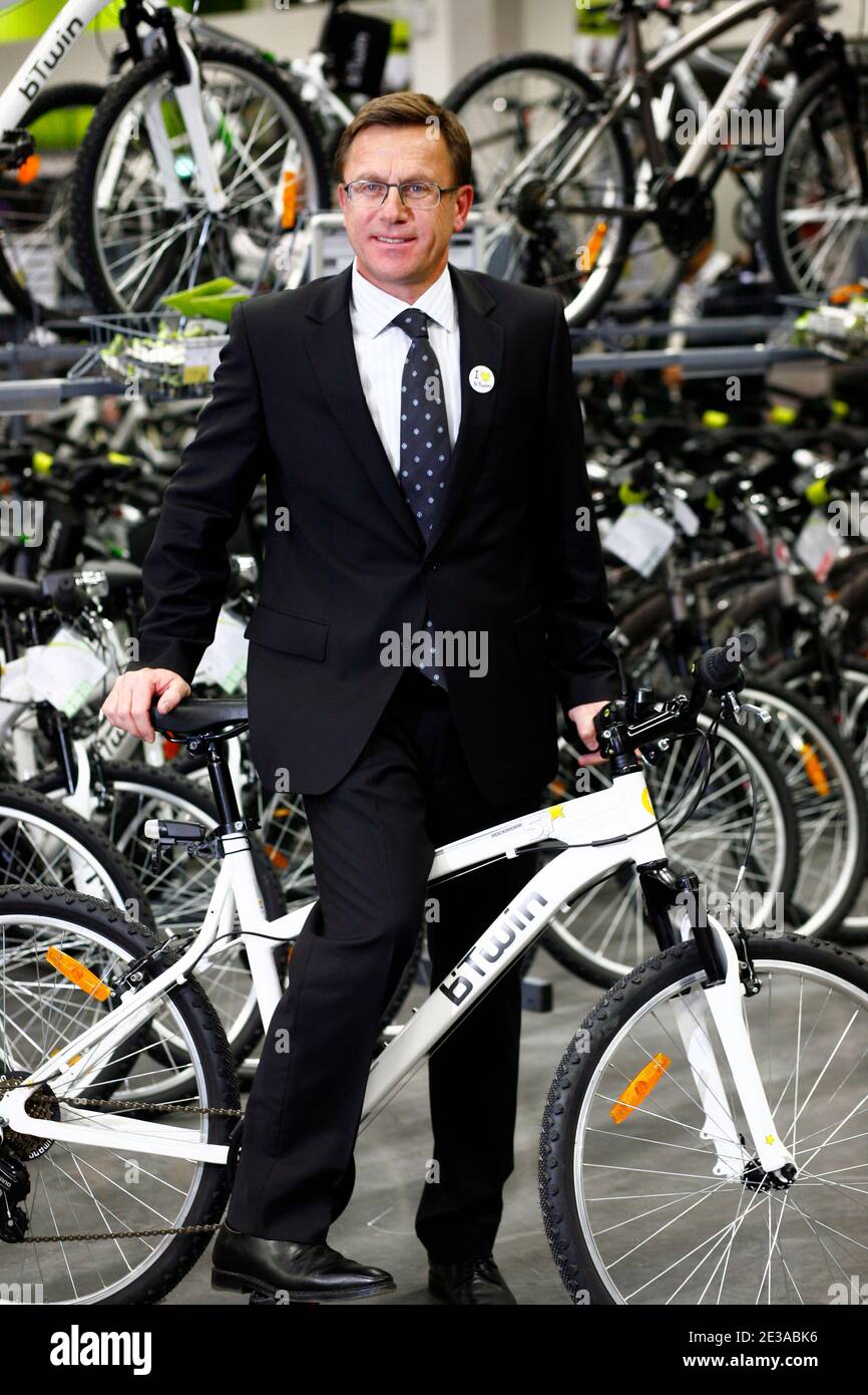 Oxylane CEO Yves Claude during inauguration ceremony of Domyos
