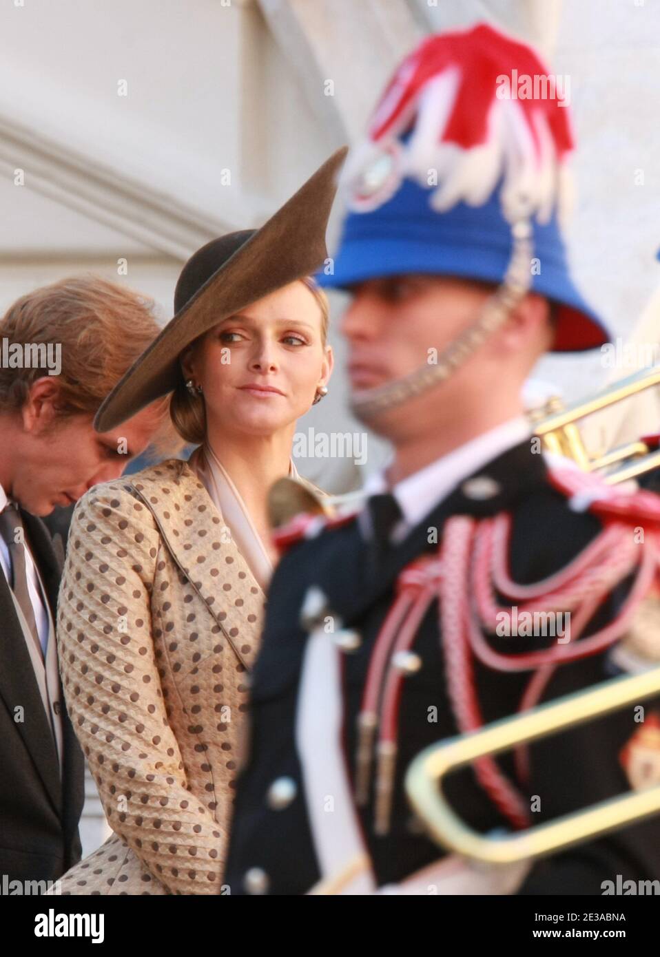 Andrea Casiraghi, HSH the Prince Albert II of Monaco's fiancee Charlene Wittstock and Charlotte Casiraghi attending a military parade in the palace as part of the National Day's celebrations in Monaco as part of National's day ceremonies in Monaco on November 19, 2010. Photo by Almondo/Pool/ABACAPRESS.COM Stock Photo