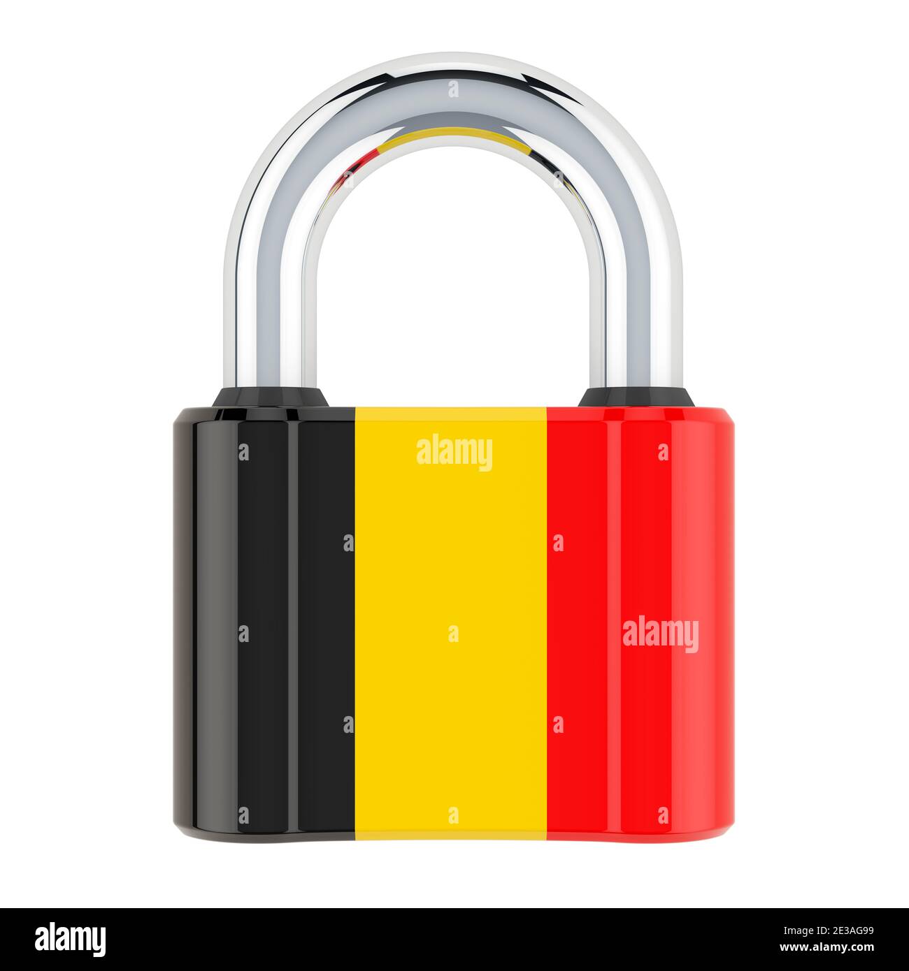 Padlock with Belgian flag, 3D rendering isolated on white background ...