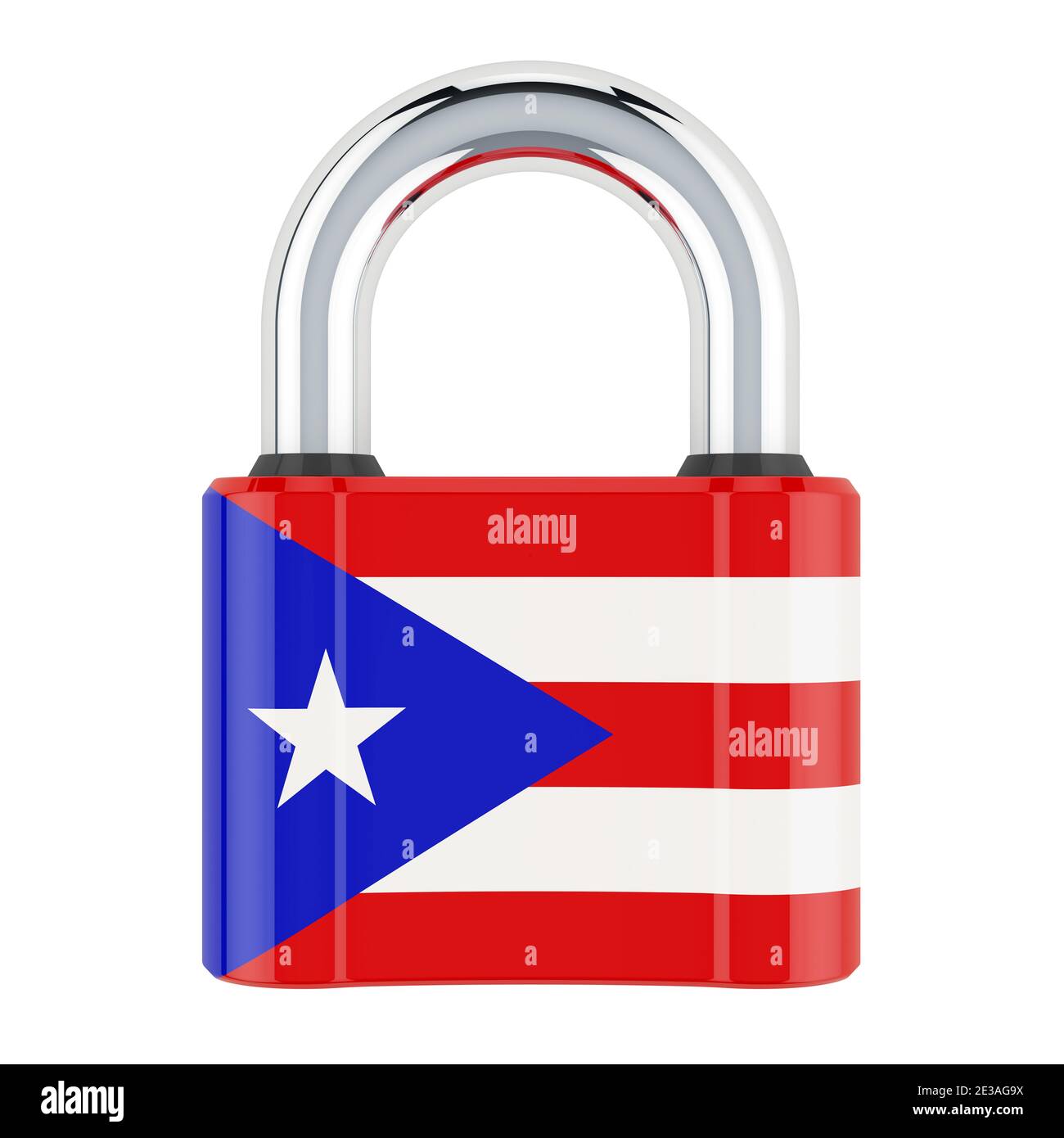 Padlock with Puerto Rican flag, 3D rendering isolated on white ...