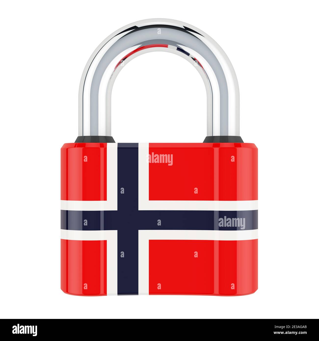 Padlock with Norwegian flag, 3D rendering isolated on white background Stock Photo