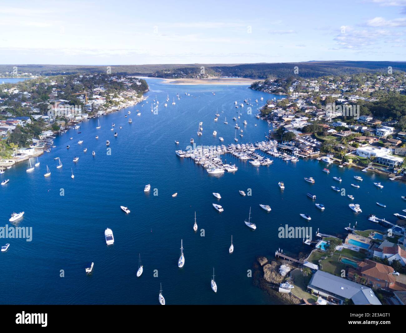 Aerial of the Sutherland Shire suburb of Caringbah South and Burraneer