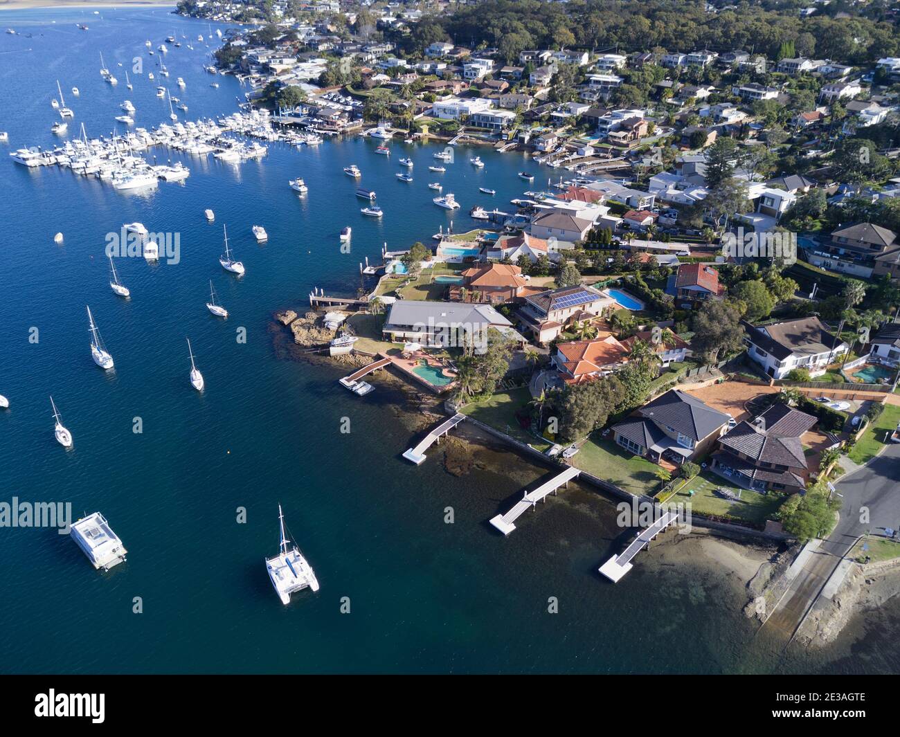 Aerial of the Sutherland Shire suburb of Caringbah South and Burraneer
