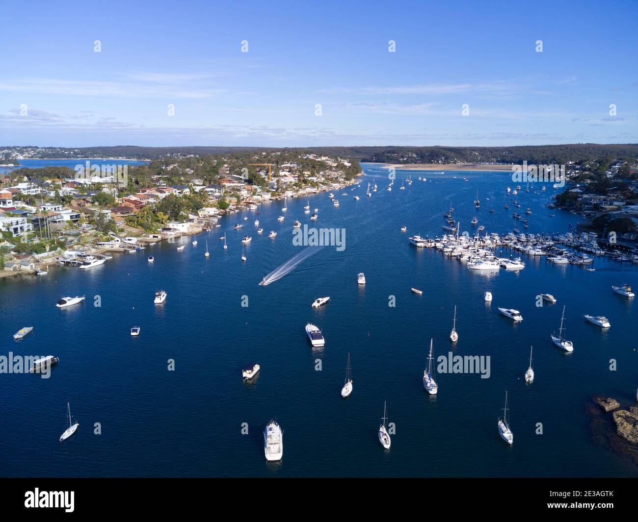 Aerial of the Sutherland Shire suburb of Caringbah South and Burraneer Bay with its luxury waterfront houses Stock Photo