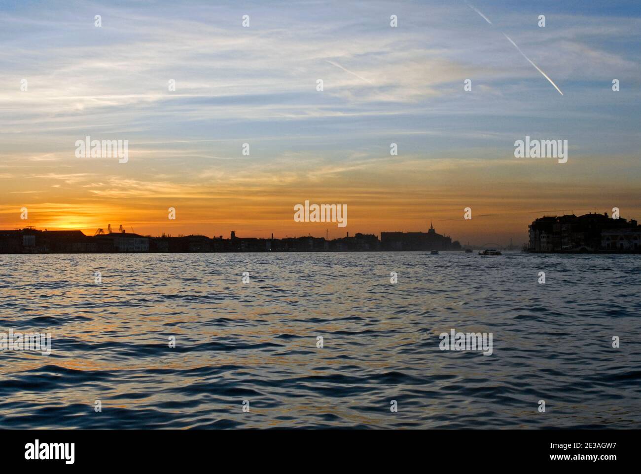 Sunset over San Giorgio Maggiore island, Venice, Italy Stock Photo
