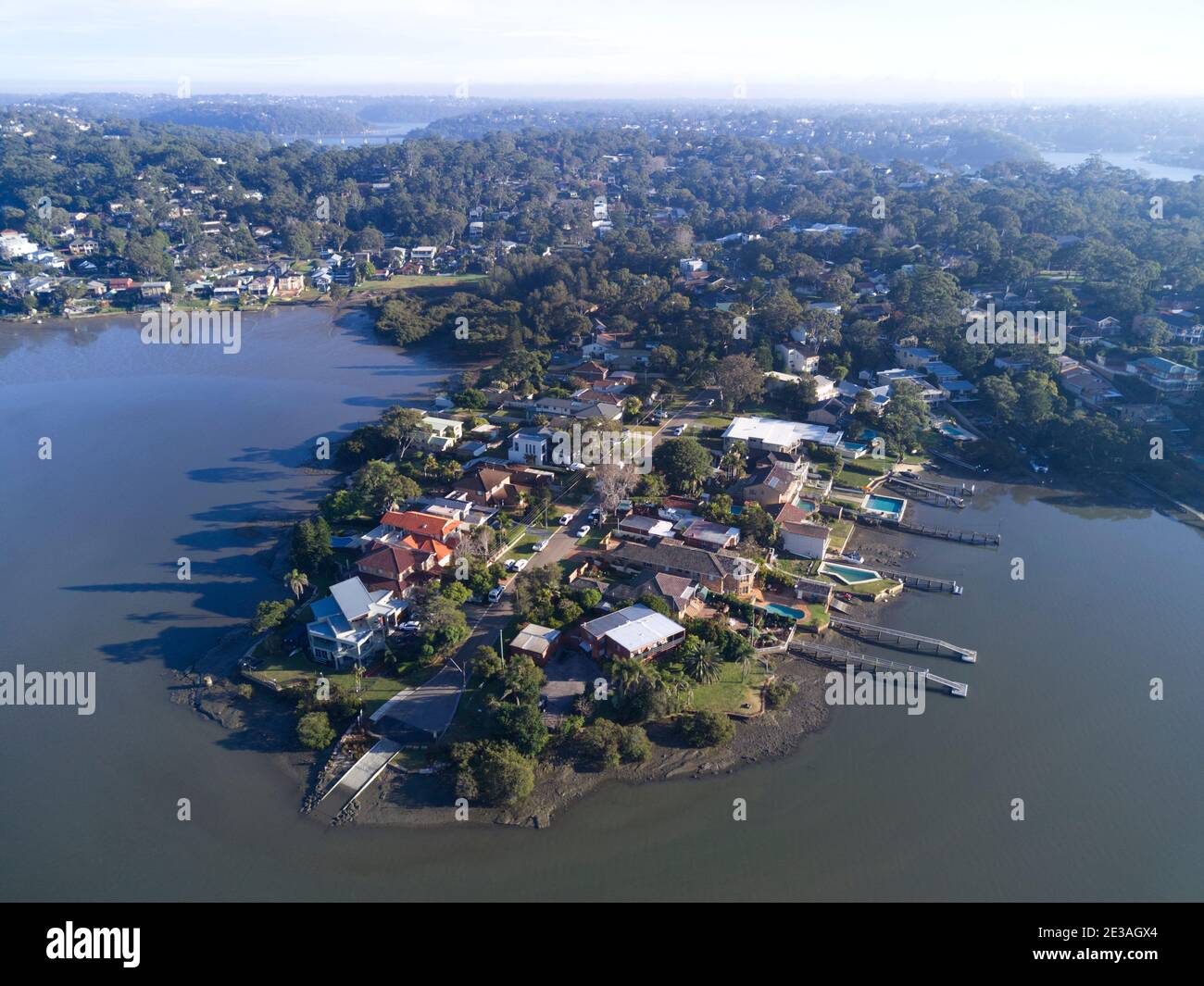 Aerial of luxury waterfront houses on the River at Oyster Bay Sutherland Shire Sydney Aerial of luxury waterfront houses on the River at Oyster Bay Sutherland Shire Sydney