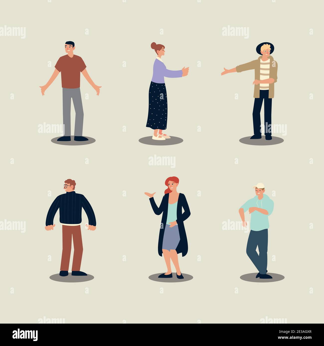 people character standing, persons cartoon collection vector