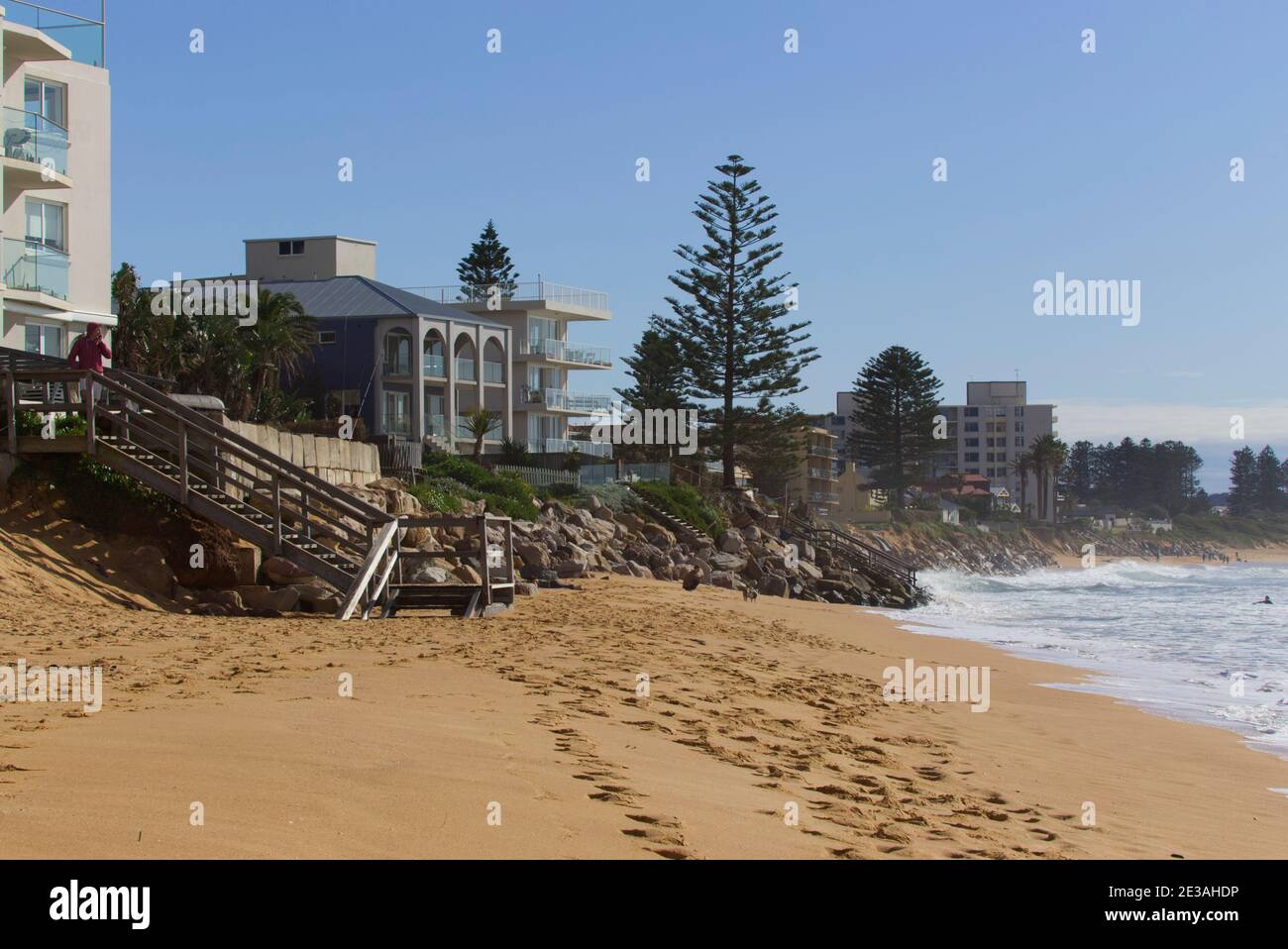 Coastal erosion of beach at Collaroy on the Northern Beaches of Sydney Australia Stock Photo