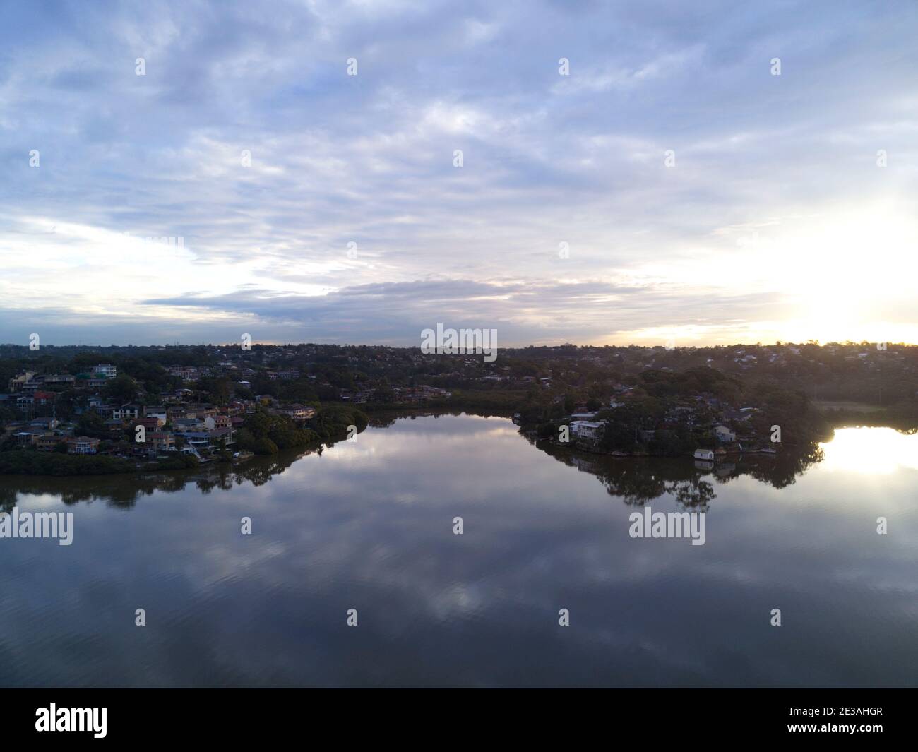 Aerial of luxury waterfront house on the River Oyster Bay