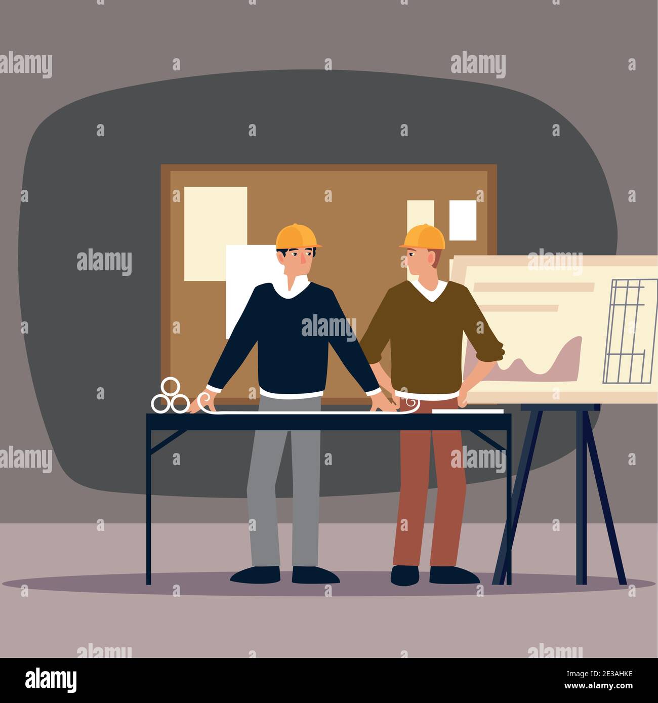 builders and architects discuss about construction project in the ...