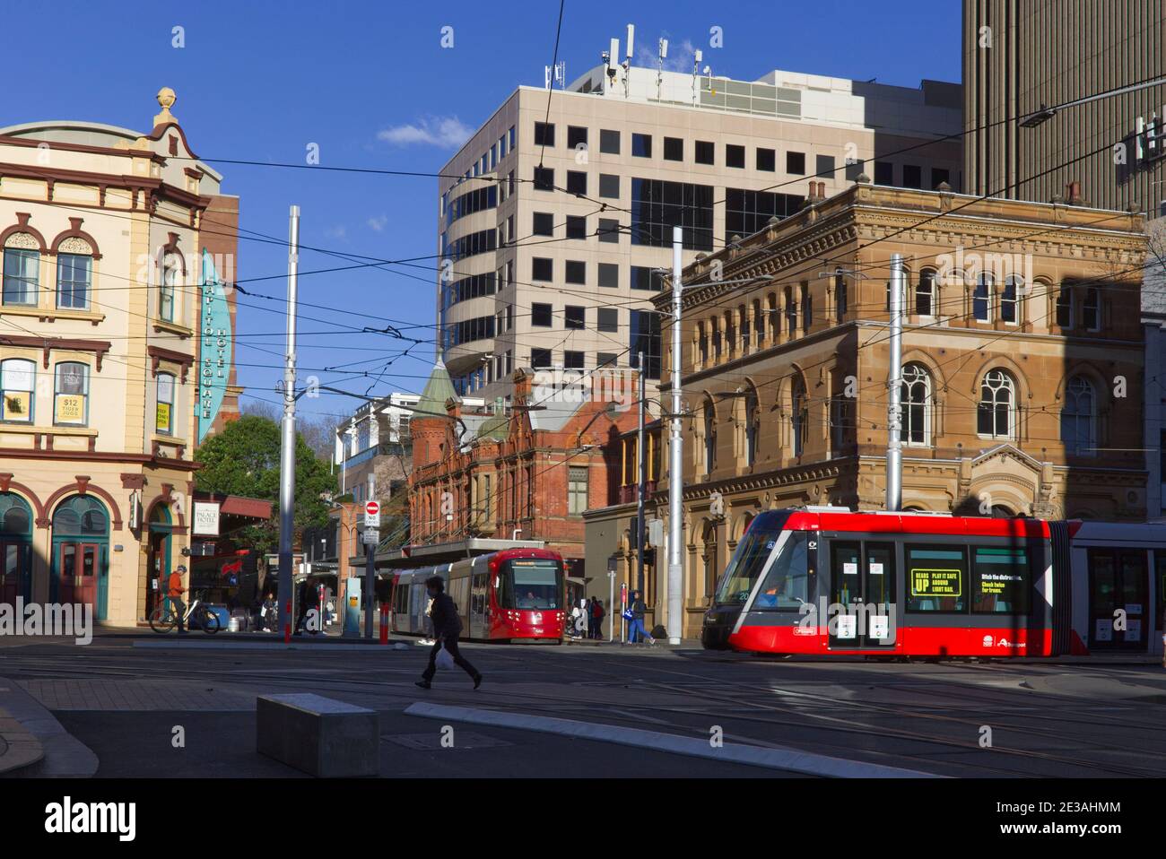 The Sydney Light Rail public transport system operating in the CBD of Sydney Australia Stock Photo