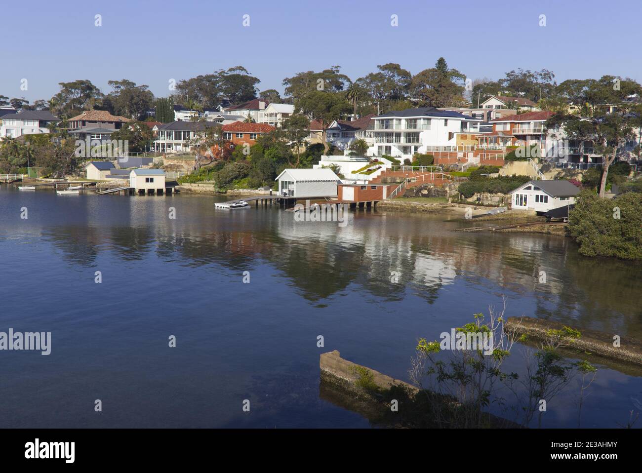 Luxury waterfront Houses at Hospital Bay Wharf Cronulla Sutherland Shire Sydney Australia Stock Photo