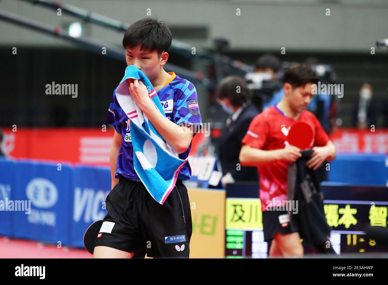 Osaka, Japan. 16th Jan, 2021. (L to R) Tomokazu Harimoto, Mizuki Oikawa Table Tennis All Japan