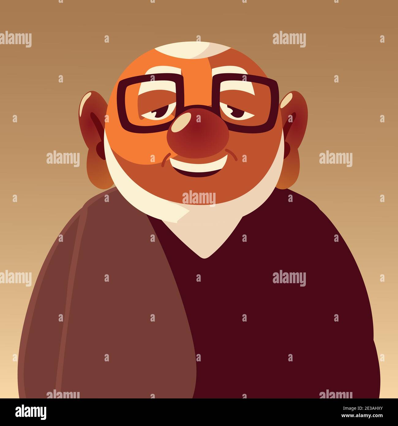 old man grandfather cartoon character senior vector illustration Stock ...