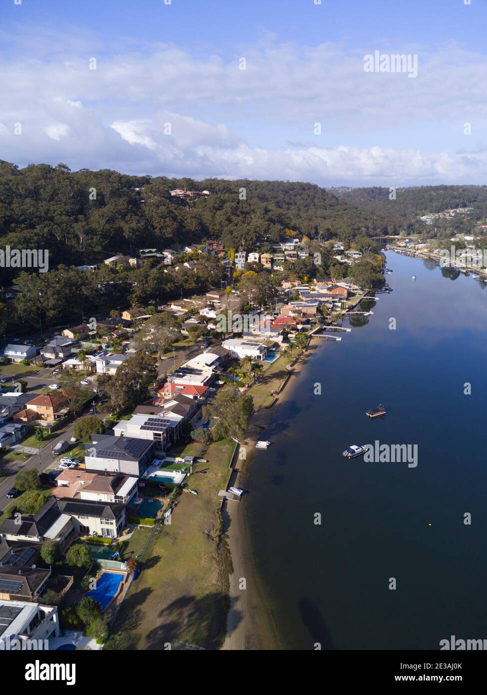Aerial of Woronora a riverfront suburb in southern Sydney Australia