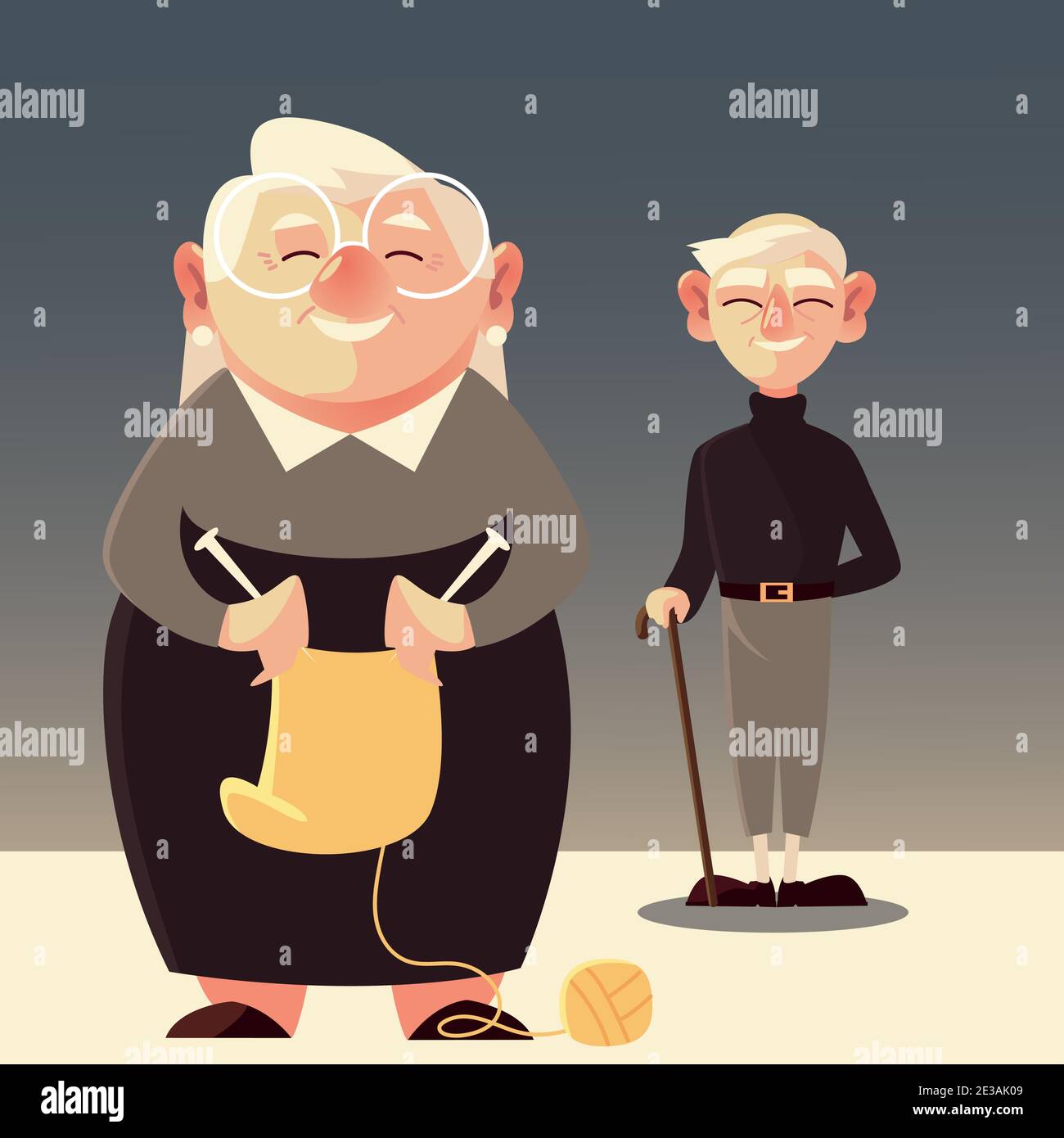 Senior woman knitting portrait Stock Vector Images - Alamy